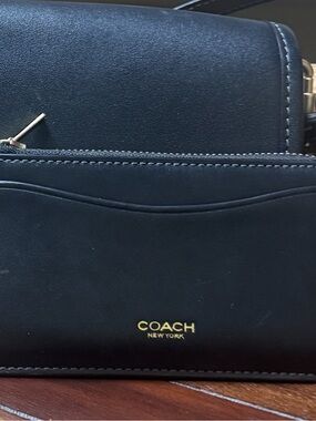 Coach Black Leather card slim wallet